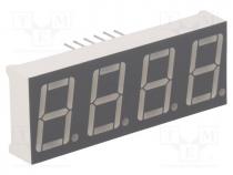 Display  LED, 7-segment, 14.2mm, 0.56", No.char  4, red, 30....60mcd