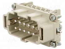 Connector  HDC, contact insert, male, C146, PIN  10, 10+PE, size E10