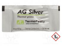 Heat transfer paste, silver, silicone+silver, 0.5g, AG SILVER