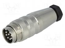 Connector  M16, plug, male, soldering, for cable, PIN  8, 3A, 300V