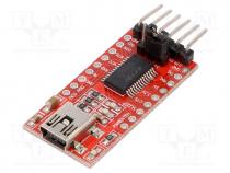 Module  converter, USB-UART, 3.3÷5VDC, FT232RL, USB B mini