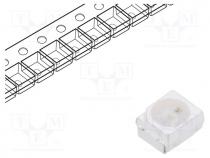 LED, SMD, 3528,PLCC2, blue, 150....220mcd, 3.5x2.8x1.7mm, 120, 12V