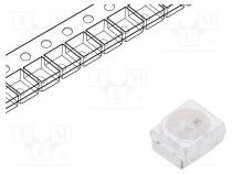 LED, SMD, 3528,PLCC2, blue, 150÷220mcd, 3.5x2.8x1.7mm, 120, 12V