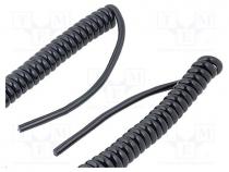 Wire  coiled, H07BQ-F, 5G1.5mm2, unshielded, PUR, black, 450V,750V