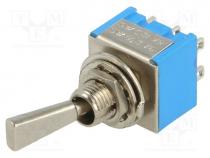 Switch  toggle, Pos  3, DP3T, ON-OFF-ON, 3A/250VAC, -25....85C, 20m