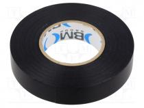 Tape  electrical insulating, W  15mm, L  25m, Thk  0.15mm, black