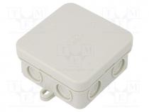 Enclosure  junction box, X  75mm, Y  75mm, Z  36mm, polyetylene, IP55