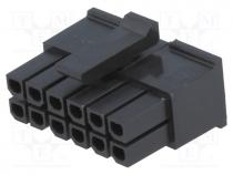 Plug, wire-board, female, Micro-Fit 3.0, 3mm, PIN  12, w/o contacts