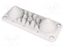 Multigate grommet, light grey, Holes no  14, -40....100C, UL94V-0