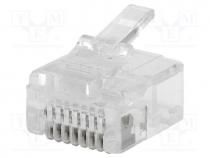 Plug, RJ45, PIN  8, short, Layout  8p8c, for cable, IDC,crimped