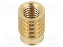 Threaded insert, brass, M6, BN 37885, L  12.3mm, MULTISERT®