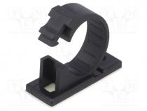 Screw down self-adhesive holder, 17mm, polyamide, black, UL94V-2