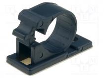 Screw down self-adhesive holder, 15mm, polyamide, black, UL94V-2