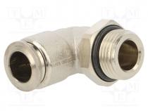 Push-in fitting, angled, -0.99....20bar, nickel plated brass