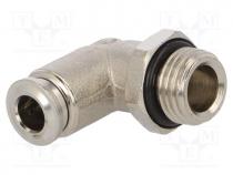 Push-in fitting, angled, -0.99....20bar, nickel plated brass