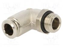 Push-in fitting, angled, -0.99÷20bar, nickel plated brass