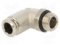 Push-in fitting, angled, -0.99....20bar, nickel plated brass