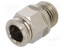 Push-in fitting, straight, -0.99....20bar, nickel plated brass