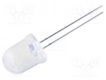 LED, 10mm, red, 5000....8000mcd, 15, Front  convex, 2.1....2.5V