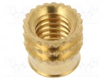 Threaded insert, brass, M6, BN 37885, L  7.7mm, MULTISERT®