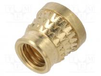 Threaded insert, brass, M6, BN 37901, L  7.7mm, MULTISERT®