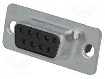 D-Sub, PIN  9, plug, female, for cable, screw terminal, 7.5A, 300VAC