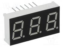 Display  LED, 7-segment, 10.16mm, 0.4", No.char  3, green, 6.5mcd