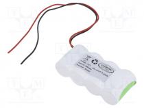 Re-battery  Ni-MH, C, 4.8V, 4000mAh, leads 250mm, Cells quantity  4