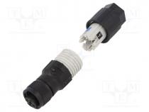 Plug, M12, PIN  4, female, A code-DeviceNet / CANopen, for cable