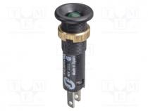 Indicator  LED, flat, green, 48VDC, Ø8mm, IP40, plastic, Body  black