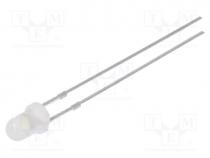 LED, 3mm, white cold, 1120....1560mcd, 30, Front  convex, 12V