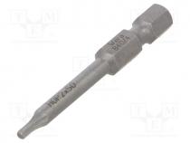 Screwdriver bit, hex key, HEX 2mm, Overall len  50mm