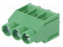 PCB terminal block, angled 90, 6.35mm, ways  3, on PCBs, 4mm2