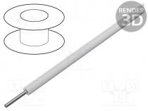 Wire, HookUp Wire, 24AWG, solid, Cu, PVC, white, 600V, 30.5m, 100ft