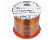Coil wire, double coated enamelled, 0.2mm, 0.2kg, -65....180C