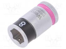 Socket, 6-angles,socket spanner, HEX 8mm, 1/4", 23mm, Zyklop