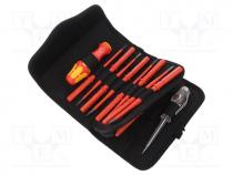 Kit  screwdrivers, insulated,slim, 1kVAC, case, 16pcs.