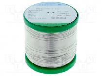 Soldering wire, Sn99,3Cu0,7, 0.5mm, 0.5kg, lead free, reel, 2.2%