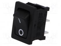 ROCKER, SPST, Pos  2, ON-OFF, 10A/250VAC, black, none, 50m, UL94V-2