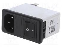 Connector  AC supply, socket, male, 6A, 250VAC, C14 (E), -25....85C