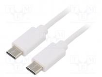 Cable, USB 2.0, USB C plug,both sides, 1.4m, white