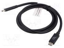Cable, Power Delivery (PD),USB 3.1, USB C plug,both sides, 1m