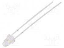 LED, 3mm, white cold, 18000....22000mcd, 15, Front  convex, 2.7....3.4V