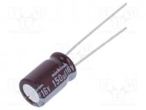 Capacitor  electrolytic, low ESR, THT, 150uF, 16VDC, Ø8x11.5mm