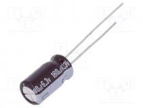 Capacitor  electrolytic, low ESR, THT, 180uF, 6.3VDC, Ø6.3x11mm