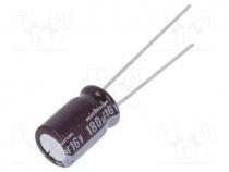 Capacitor  electrolytic, low ESR, THT, 180uF, 16VDC, Ø8x11.5mm