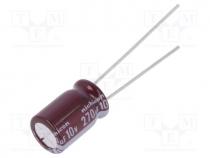 Capacitor  electrolytic, low ESR, THT, 270uF, 10VDC, Ø8x11.5mm