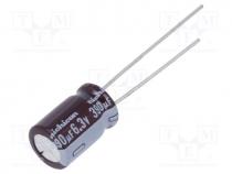 Capacitor  electrolytic, low ESR, THT, 390uF, 6.3VDC, Ø8x11.5mm