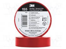 Tape  electrical insulating, W  19mm, L  20m, Thk  0.127mm, red, 150%