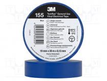 Tape  electrical insulating, W  19mm, L  20m, Thk  0.127mm, blue